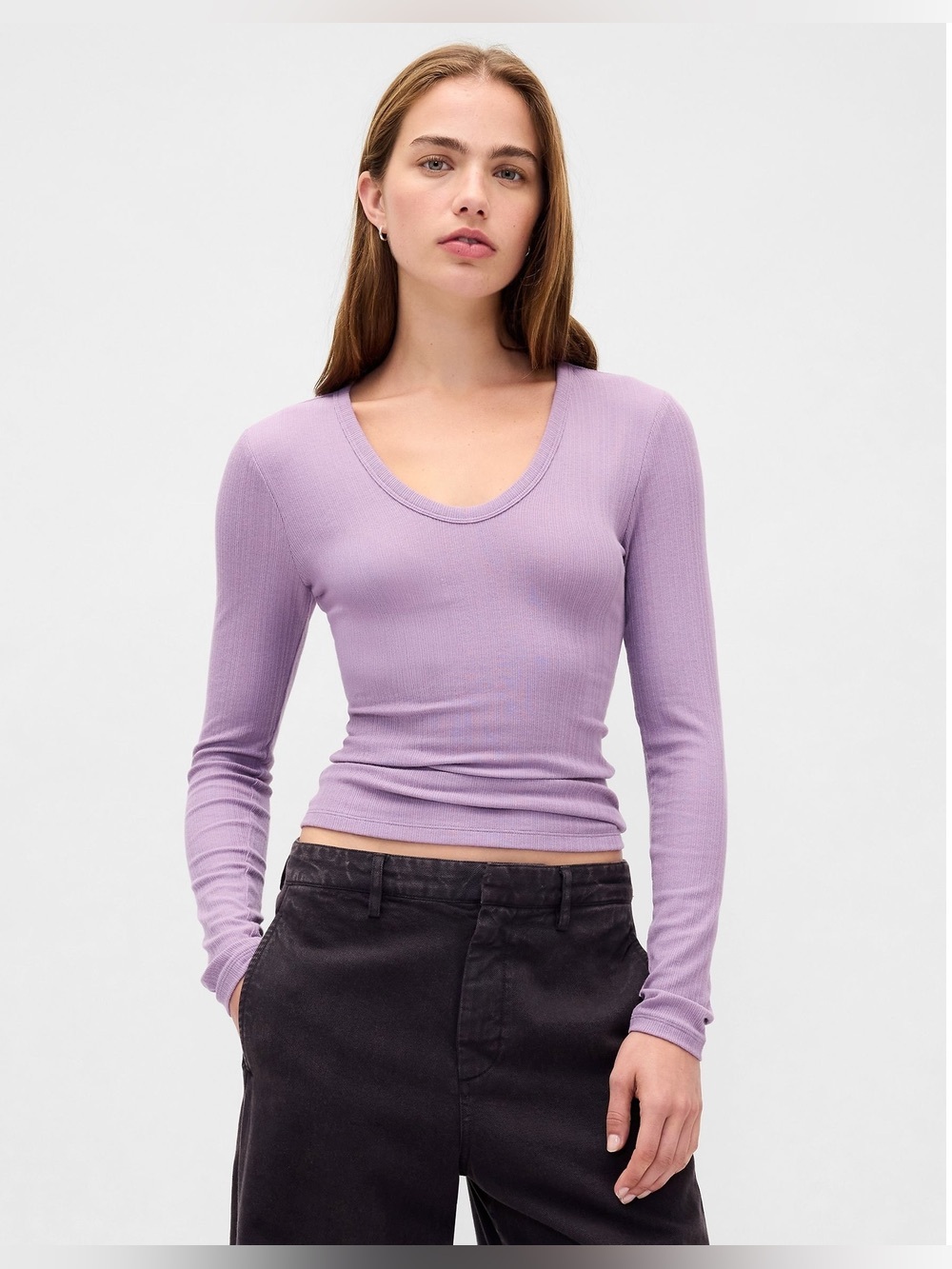 Modern Rib T-Shirt by Gap L Purple